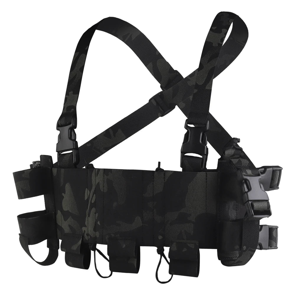Tactical Chest Rig Lightweight WG Minimalistic Low Visibility Security Multi-mission Militar with Double-layer Triple Mag Pouch