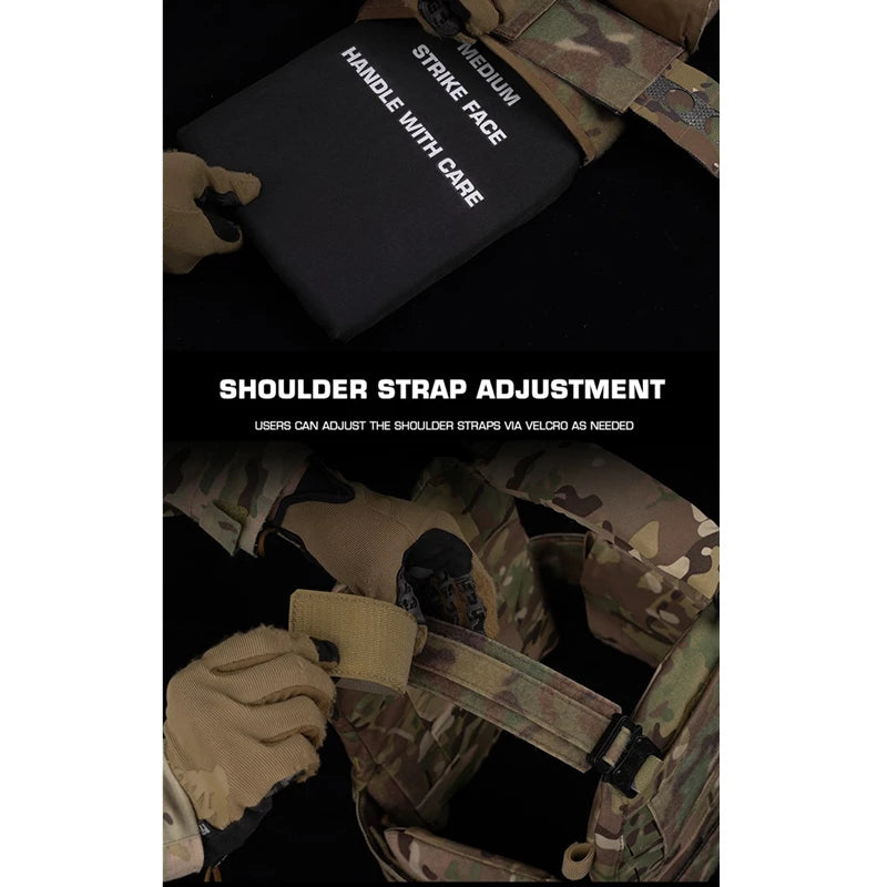 Ferro V5 FCPC Hunting Plate Carrier Modular Portable MOLLE Airsoft Training Triple Magazine Pouch With Zip On Back Panel Banger