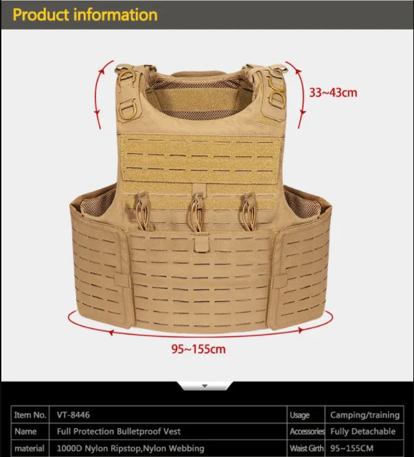 YAKEDA full protective plate carrier breathable wear vest training CS vest outdoor camping equipment molle Hunting vest